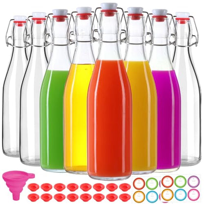 STARSIDE 8-Pack 16oz Swing Top Glass Bottles with Airtight Lids | Flip Top Beer Brewing Bottles with Stopper for Home Brewing, Vanilla Extract, Kombucha, Wine - size: 16 Ounces