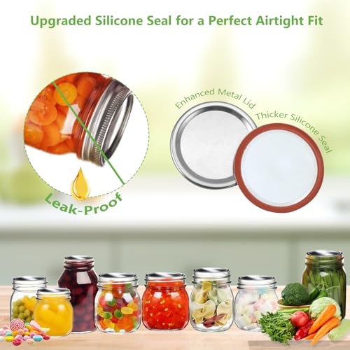 Mason Jar Lids 68mm & 83mm, 10 Pack Regular Mouth & 10 Pack Wide Mouth Metal Airtight Lids with Silicone Seal for Canning, Storage & Fermentation