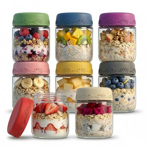 4oz 8Pack Glass Dressing Jars with Leakproof Lids, Containers for Sauce, Salad Dressing, Dips & Snacks – Reusable Glass Food Storage Cups for Lunch Box & Meal Prep(4oz-8Pack) - color: 4oz-8Pack