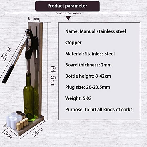 KEhtu Manual Bottle Capper Tool, Bench Top Stainless Steel Corkers Red Wine Bottle Capper with Two Plastic Size stoppers and Adjustable Auto Lever for Homebrew Soda Soft Drink Home Brew Beer