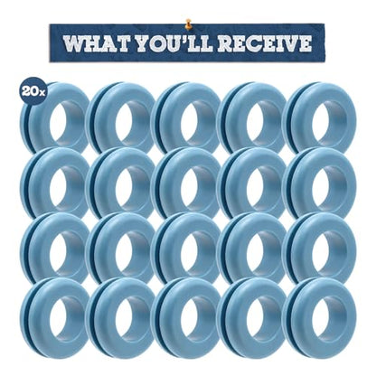 Fermentaholics Airlock Fermentation Replacement Grommets for Fermenter Lid – 20 Pack Grommet Fits 1/2 Inch Hole, For Standard 3/8 in Airlocks, Beer, Wine, Cider, Mead, Fermented Foods (Light Blue) - color: Light Blue