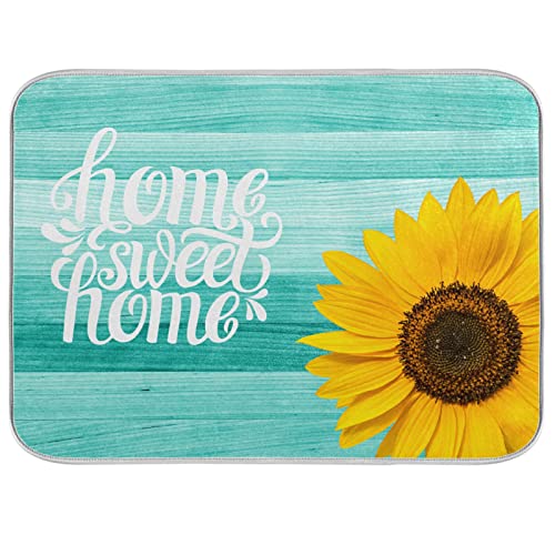Dish Mat Absorbent, Reversible, Microfiber,Dish Drying Mat for Kitchen, Farmhouse Dishes Drainer/Rack for Countertop Fast Drying, Teal Turquoise Green Wood - color: Teal, size: 18x24in