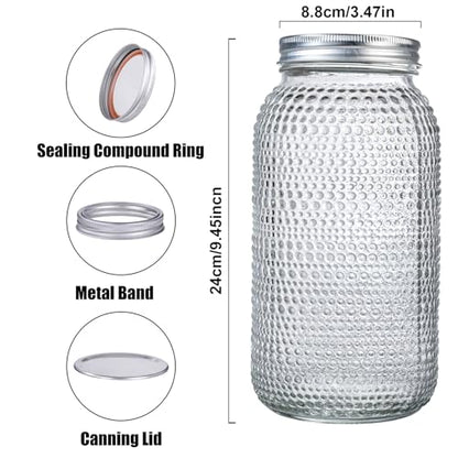 WELLIFE 1 Pack 64 oz Mason Jars Wide Mouth,Large Mason Jars for Pickling, Canning, Fermenting and Food Storage, Microwave & Dishwasher Safe - color: Clear Dot Mason Jars 64oz-1Pcs