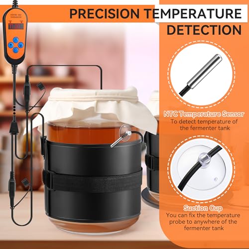 2 Pack Kombucha Heating Pad with Digital Temperature & Timer Kombucha Sourdough Carboy Starter Fermentation Heat Mat for 1-3 Gallon Vessels 2 in 1 Plug Home Brewing Essential