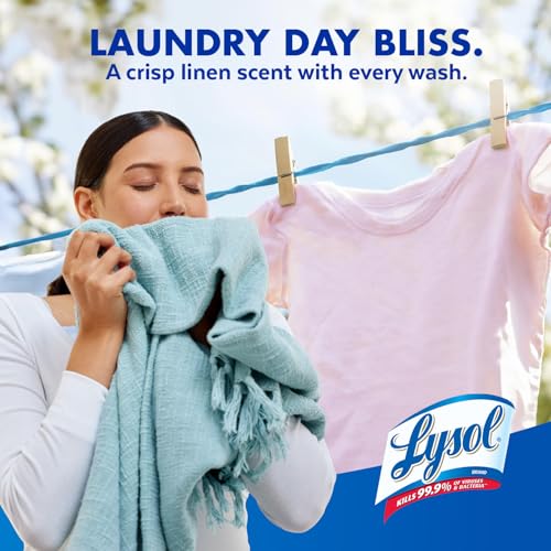 Lysol Laundry Sanitizer Additive, Bacteria-Causing Laundry Odor Eliminator, Detergent Additive, Crisp Linen, 90oz - size: 90 Fl Oz (Pack of 1)