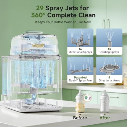 Baby Bottle Washer and Sterilizer with Dryer – 19-Min Fast All-in-One Machine for Baby Bottles, Pump Parts & Accessories, 3 High-Temp Sterilization Modes, 60 Cleaning Tablets - size: C3 Baby Bottle Washer