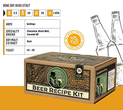 Craft a Brew - Beer Recipe Kit - Bone Dry Irish Stout - Home Brewing Ingredient Refill - Beer Making Supplies - Includes Hops, Yeast, Malts, Extracts - 5 Gallons - color: Bone Dry Irish Stout