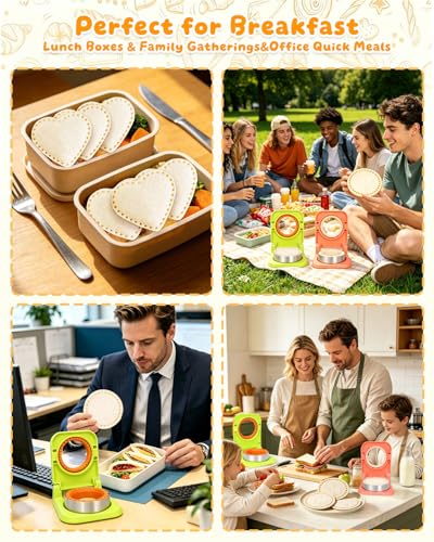 CHICHAUS Uncrustable Sandwich Maker,Sandwiches Pocket Circle Shape 3.7Inch Sandwich Cutter and Sealer,Sandwich Cutter for Kids Breakfast and lunchboxes (Green/Orange) - color: Green/Orange