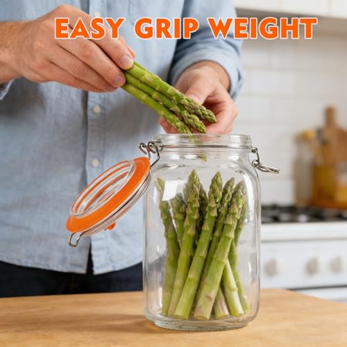 1.5 Liter Fermentation Jars with Airlocks & Lids, Glass Fermenting Kit with 2 Wooden Sticks, Fermentation Kit for Pickles, Mead, Cider and More, 2 Pcs