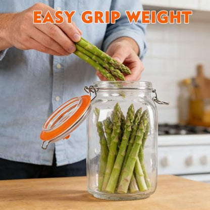 1.5 Liter Fermentation Jars with Airlocks & Lids, Glass Fermenting Kit with 2 Wooden Sticks, Fermentation Kit for Pickles, Mead, Cider and More, 2 Pcs