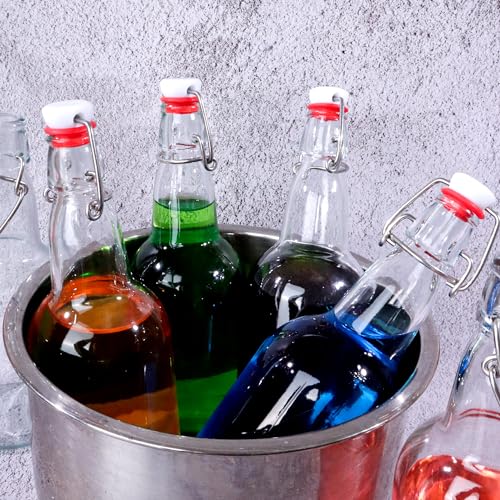 6 Pack 16oz Swing Top Glass Bottles, 500ML Glass Brewing Bottles with Airtight Stoppers for Beer, Kombucha, Kefir, Vanilla Extract(Bonus Gaskets and Funnel) - size: 16oz