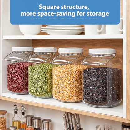 Sovietiep 1.5 Gallon Wide Mouth Glass Storage Jars, Large Glass Jar, 2 Pack | 2 Pack with Airtight Lid & Stainless Handle, 4.3" Wide Mouth, Food Grade Canisters, Gallon Glass Jars with ML/OZ Scale Line
