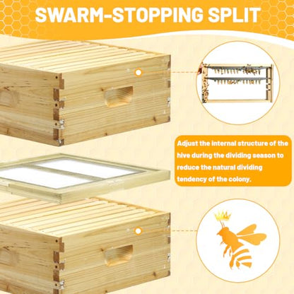 2Pcs Snelgrove Board for 10 Frame Langstroth Bee Hive, Beehive Double Screen Board to Prevent Swarming in the Spring or Queen Rearing, Swarm-Stopping Split to Create a New Hive - size: 2 Pack