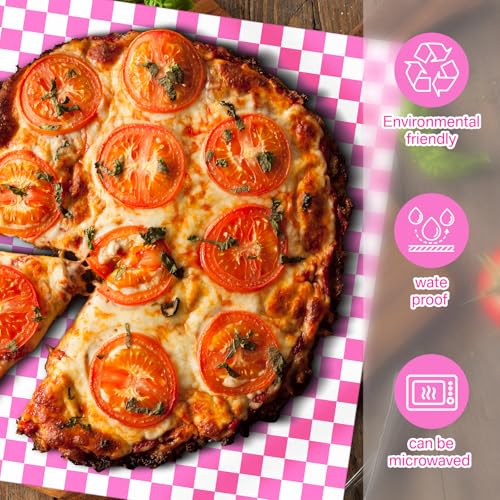 Spakon 1000 Sheets Wax Deli Paper Sheets for Food 12 x 12 Inch Checkered Dry Waxed Deli Basket Liners for Sandwich Wrapping, Food Basket Liners, Picnic party(Hot Pink-white) - color: Hot Pink-white