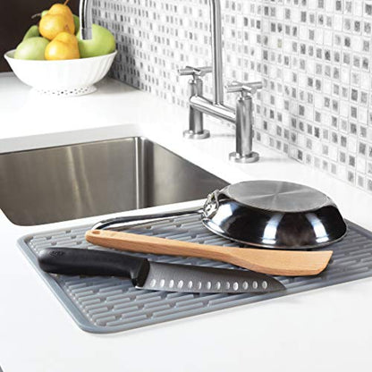OXO Good Grips 13265200MLNYK Silicone Draining Mat Grey - size: 12" x 12"