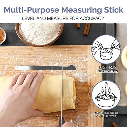 CuttleLab 22-Piece Stainless Steel Measuring Cups and Spoons Set, Tad Dash Pinch Smidgen Drop Mini Measuring Spoons, Measuring Stick Leveler, Measurement Conversion Chart Fridge Magnet, (Farmhouse) - color: Farmhouse
