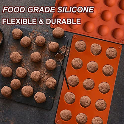 Lerykin Small 15-Cavity Semi Sphere Silicone Molds Non-Stick,2 Packs Half Sphere Silicone Baking Molds for Making Jelly, Chocolates and Cake - color: 15 Small ( 2 Pack )