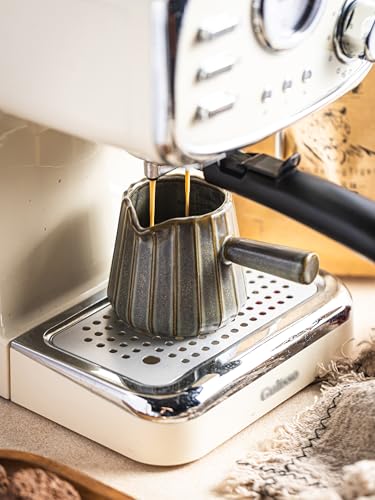 Espresso Cups Ceramic, 200ML Espresso Measuring Cup with Spout, Expresso Shots Cups with Handle, Espresso Accessories, Dark Green - color: B-Dark Green