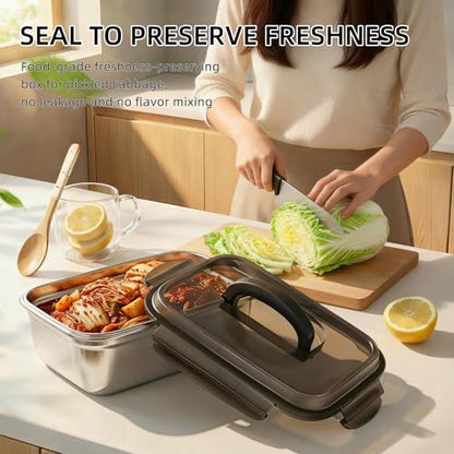 Extra Large Stainless Steel Food Container with Airtight Lid, 500 OZ Giant Metal Storage Box, Heavy Duty 304 Meal Prep Pan for Marinating Meat, Turkey, kimchi. - size: 15000ML/529OZ