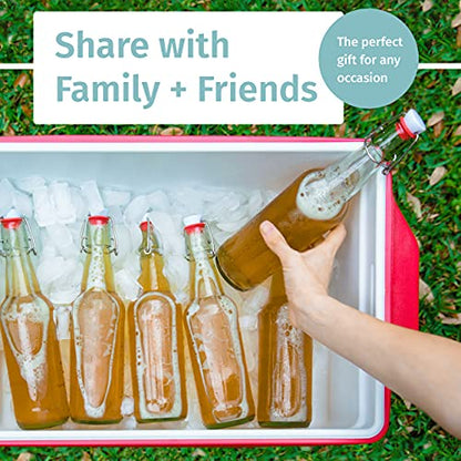 Otis Classic Glass Bottles with Caps - Set of 6 Clear Swing Top Glass Bottles w/Ceramic Lids for Storing Kombucha, Liquor, Syrup, Wine, Kefir & Beer - Bonus Marker & Labels Included, 16oz | Clear Bottle, Includes Marker & Labels, For Juice, Water, Kombuch