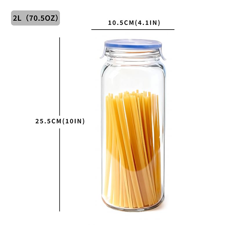 Glass Sealed Jar—Airtight Storage Jar (2, Pack, 67.6oz) - size: 67.6oz