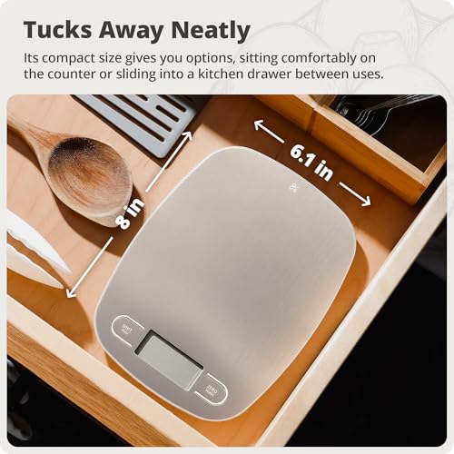 Greater Goods Food Scale – Digital Kitchen Scale, 1g Precision, Easy-Tare & Quick Conversion, Slim Compact Design, Durable & Portable | Ideal for Cooking, Baking & Meal Prep (Stainless Steel) - color: Stainless Steel