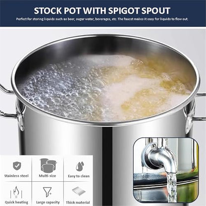 Stainless Steel Home Brew Kettle with Spigot & Lid, Thick Stock Pot for Brewing - Ideal for Home & Outdoor Beer Making Supplies - size: 10L/9.4QT
