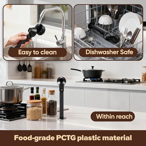 2 Pcs Coffee Scoop & Funnel for Reusable K-Cup Pods, 2Tbsp Dosing Spoon, 51mm Espresso Tamper, BPA-Free PCTG, Dishwasher Safe, Fits Espresso Machines, For Coffee & Protein Powder, Black, 2 Models A&B - color: Upgrade Black