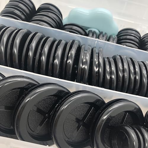 65Pcs Round Rubber Grommets kit 6 Sizes Double Sided Rubber Grommets for Wiring Automotive Rubber Firewall Hole Plug Cable Wire Protection with Retractable Knife(1-1/2" 1-3/16" 1" 7/8" 13/16" 5/8")