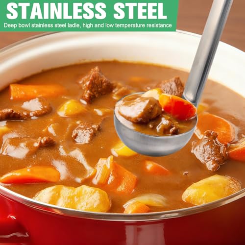 Cunhill 5 Pcs Soup Ladles Stainless Steel Serving Ladles with Long Handle for Serving, Cooking, Stirring, Portioning Kitchen Restaurant Accessories (1 oz) - size: 1 oz