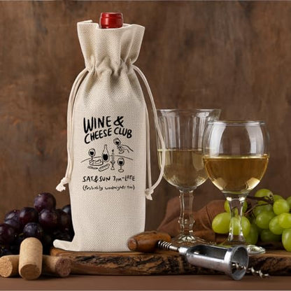 Funny Wine Lover Gifts for Women Men Wine Cheese Club Wine Bag | Bar Kitchen Accessories Decor Party Decorations Gift Idea for Him Her Drinking Lovers Wines Accessory Sets