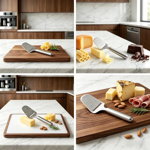 Stainless Steel Hollow-Handled Cheese Knife – A multifunctional kitchen tool for cheese, butter, paring and grating, ideal for snacks, charcuterie and baking (silver)