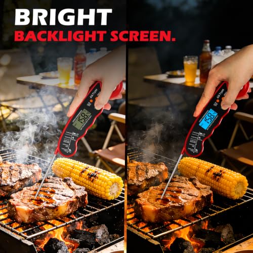Digital Instant Read Meat Thermometer Kitchen Cooking Food Candy Thermometer for Oil Deep Fry BBQ Grill Smoker Thermometer by AikTryee - color: Red-SR807