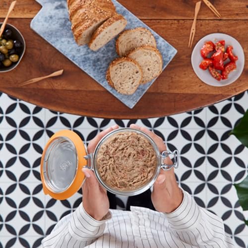 Le Parfait Super Terrine 750mL (24oz) Zero Waste Eco-Friendly Glass Canning Jars, Airtight Rubber Seal & Wire Bail Lid, BPA-Free, Water Bath Safe for Food Storage & Preserving, Made in France, 4PK - color: 750ml (Set/4)