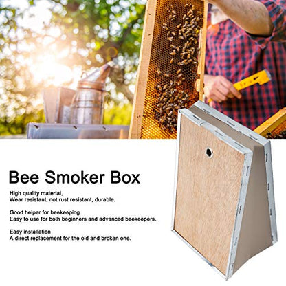 Bee Smoker Box, Bee Smoker for Beekeeping Wood Stainless Steel Bee Smoker Box Replacement Parts for Beekeeping Supplies Starter Kit