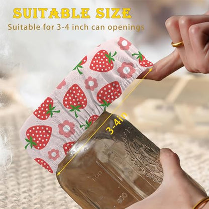 Cloth Covers for Sourdough Starter Jars, Red Strawberry Flower Heat Preservation to Increase Fermentation for Bread Sewn Cloth Cover for Sourdough Starter（5 Pack） - color: Red Strawberry Flower