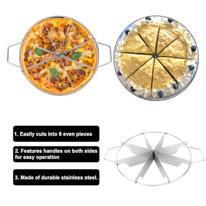8-Slice Cake Cutter Press, Stainless Steel Round Pie Divider with Side Handles Pie & Cheesecake Slicer Marker Pizza Cutting Baking Tool for Uniform Portions Bakeries and Home Use - style: 8-grid cake cutter