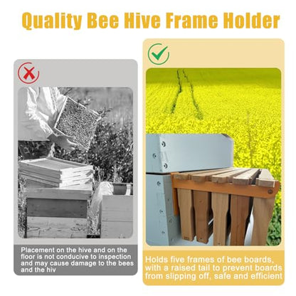 2Pcs Beehive Frame Holder, Stainless Steel Painted Beehive Frame Perch, Stackable Bee Hives 2mm Thickness Bee Hive Stand Frame Grip, Beekeeping Frame Support Supplies for Beekeeper - color: Bright Vivid Yellow-2