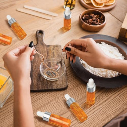 Didaey 200 Pcs 1/2/3/5/10/15 ml Mini Glass Oil Dropper Bottle Bulk, Clear Essential Small Empty Bottles Sample Containers Perfume Liquid Vials with Cap for Traveling (5 ml,Classic Silver) - color: Classic Silver, size: 5 ml