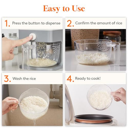 Lifewit Rice Dispenser 25 Lbs(11.3kg), Rice Storage Container Sealed Moisture Proof with Measuring Cup for Kitchen Pantry Household, BPA-Free, 1 Pack Grey - color: Light Grey