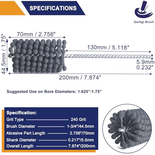 Garhgi 1-3/4"(44.5mm) Cylinder Hone with 240 Grit SC Ball Tool | Silicon Carbide, Automotive Engine Brake Rotor Cylinder Camshaft Piston Ring, Surface Finishing Crosshatching Deglazing - size: 1.750"(44.5mm), style: 240 Grit