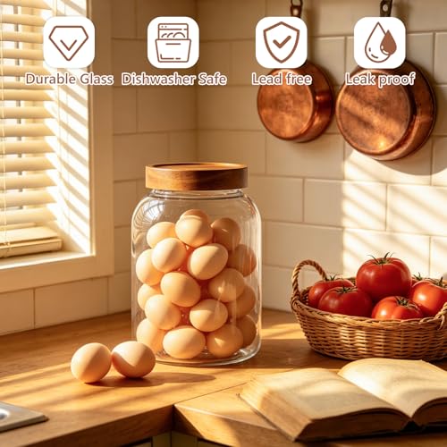 KEYWING 100 fl.oz Large Glass Storage Containers with Lids, 2 Pack Airtight Food Storage Containers, Pantry Organizer for Flour, Sugar, Rice, Eggs, Cereal, Cookies - size: 100 Fl.oz