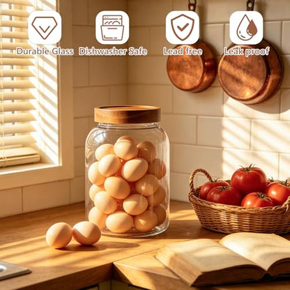 KEYWING 100 fl.oz Large Glass Storage Containers with Lids, 2 Pack Airtight Food Storage Containers, Pantry Organizer for Flour, Sugar, Rice, Eggs, Cereal, Cookies - size: 100 Fl.oz