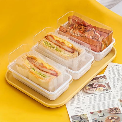 100 Pack Roll Cake Box with Stickers, Swiss Roll Plastic Containers, Sandwich Paper Box with Clear Lids, Muffin Cheese Pastry Dessert Box, Sushi Fruits Display, Bakery Pack,4.9 x 2.5 x 2.6 Inches