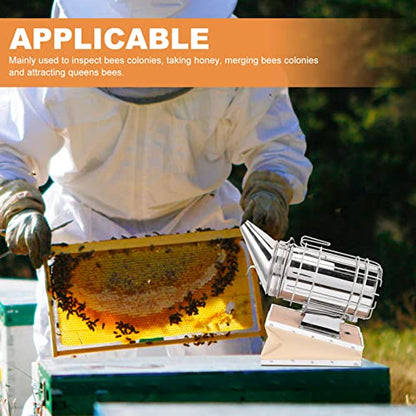 Happyyami Stainless Hive Smoker Beekeeping Tool with Protective Heat Shield for Driving Bees and Fumigation Beekeeping Equipment for Beginners