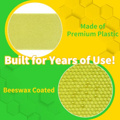 Beeswax Coated Foundation Sheets for Beehive Frames, 10-Pack Waxed Sheets with Plastic Comb Foundation, Essential Beekeeping Tool for Honey Bee Deep Frames, 8-1/2-Inch, Green