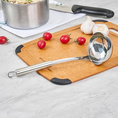 Restaurantware Stainless Steel Soup Ladle - German Standard Large Kitchen Ladle with Deep Bowl Design, Dishwasher Safe, Heat Resistant - Serving Ladle for Soups, Stews, Sauces - style: Steel Serving Ladle