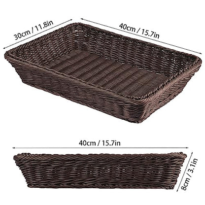 3 PCS 16 Inch Wicker Bread Basket, Woven Serving Basket, Tabletop Food Serving Basket for Restaurant, Bakery, Family Party, Hotel Serving, Fruits, Vegetables and Snacks, coffee, by GNIEMCKIN - size: 3 PCS 16 Inch coffee