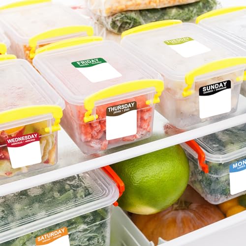 Sayglossy 7000 Pcs Day of Week Label Food Label Monday Through Sunday Management Inventory Sticker Removable Weekly Self Adhesive Date Dot Sticker for Restaurant Kitchen Container (Square) - style: Square