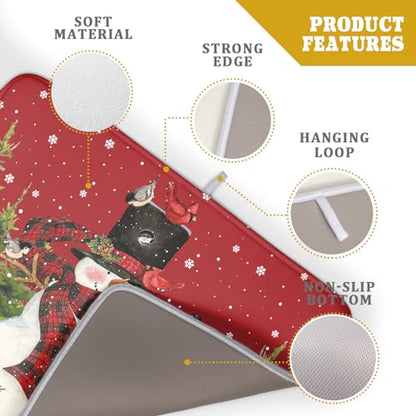 Christmas Tree Snowman Dish Drying Mats for Kitchen Counter 18×24 Inch Bird Snowflake Large Microfiber Drying Mat Kitchen Accessories Dish Rack Mat Drainer Pad Washable Absorbent - size: 18" x 24"